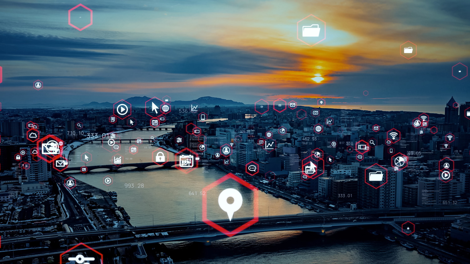 Small wooden pier in Cala d'Hort bay and view of Es Vedra island